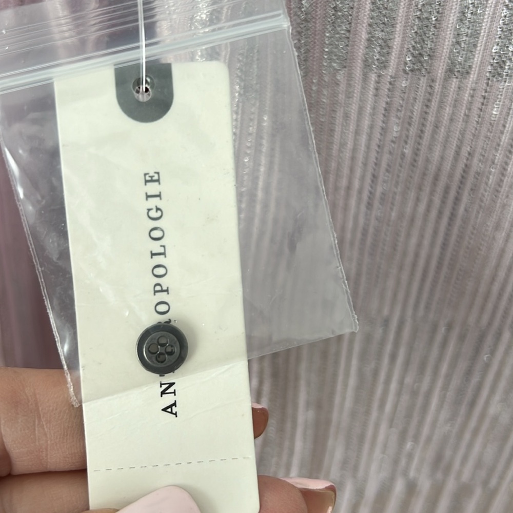 NWT ANTHROPOLOGIE Pilcro The Andie Ribbed Henley Top Shimmer Edition - Picture 11 of 12